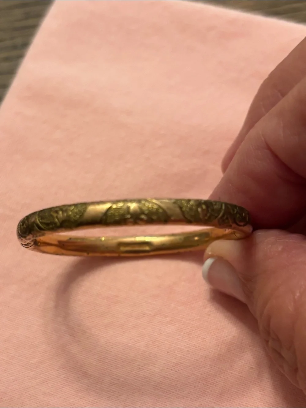Vintage Marathon Gold-Plate Floral Baby Bangle Bracelet